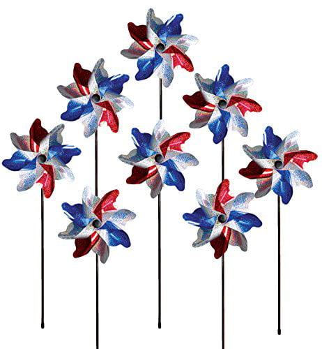 Red, 7.8 Diameter Wind Spinners for Kids BLUE PANDA 12 Packs Pinwheels for Yard and Garden 