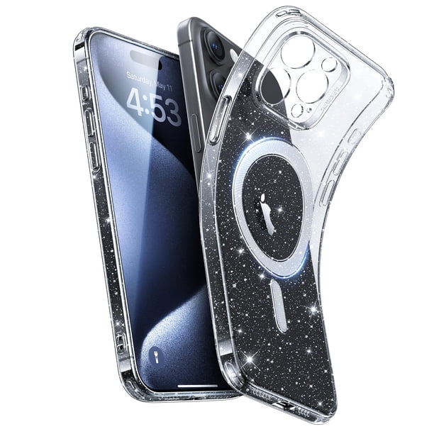 Funda de teléfono ESR para iPhone 15 Pro Clear Shimmer Pink
