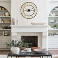 thumbnail image 2 of 24 Inch Modern Farmhouse Wall Clocks for Living Room Decor, Silent Non-Ticking Analog Battery Operated Wall Clock, Black Rustic Metal Clock with Golden Arabic Numerals for Bedroom, Home Office, 2 of 7