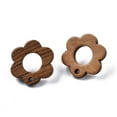 thumbnail image 2 of 20pairs Walnut Wood Stud Earring Findings with Hole and 304 Stainless Steel Pin Hollow Flower Peru 17.5x17.5mm Hole: 1.6mm Pin: 0.7mm Wood, 2 of 3