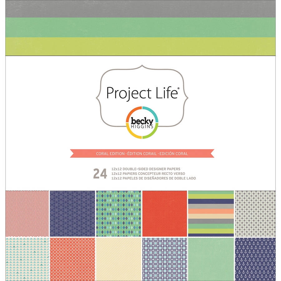 Project Life Designer Paper Collection Pack, 12" x 12", 24pk, Coral