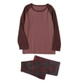 thumbnail image 6 of purcolt Mens Pajamas Set Color Block T-Shirt Comfy Pj Sets Long Sleeve 2-Piece Lounge Set Nightwear Plaid Sleepwear with Pockets, 6 of 7