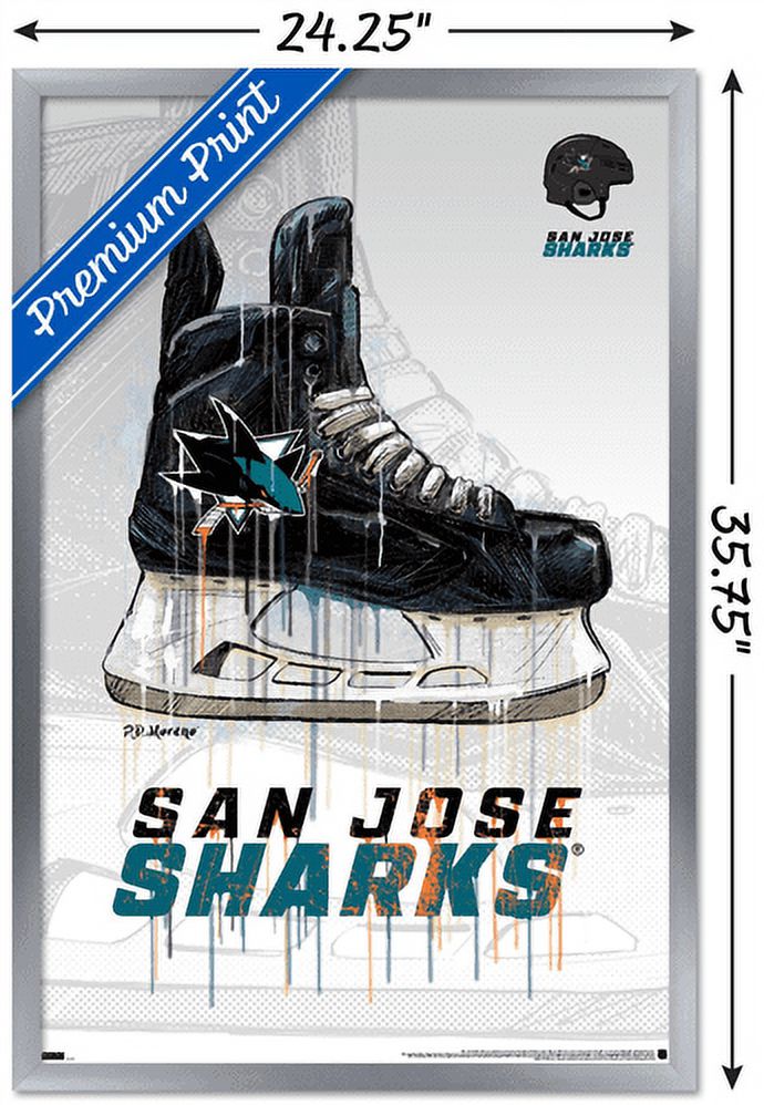 NHL San Jose Sharks - Drip Skate 21 Wall Poster, 22.375" x 34", Framed