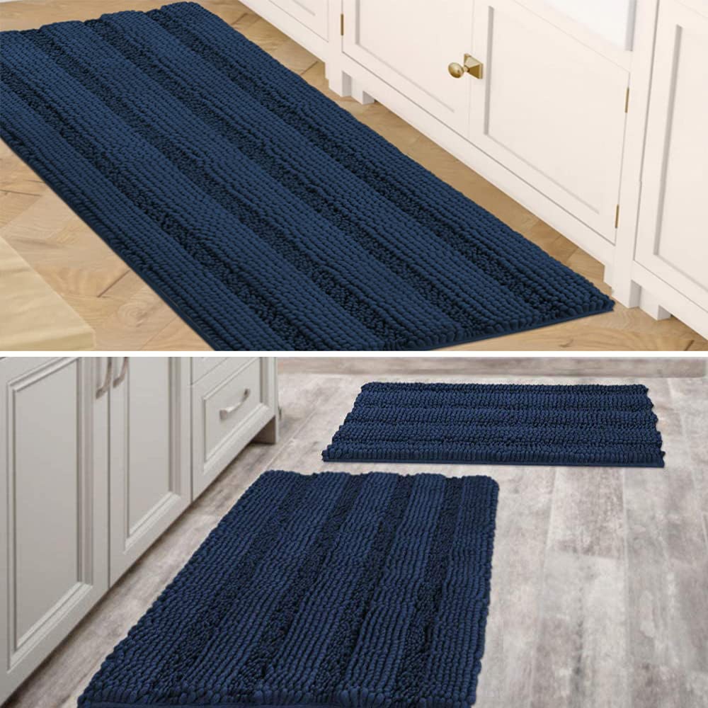 Mauve Item Striped Chenille Rug Pack 2-20 x 32//17 x 24 and Pack 1-47 x 17 Bundle