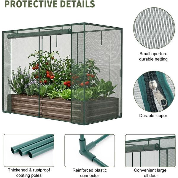 SLSY Galvanized Raised Garden Bed,Crop Cage,Plant Protection Net Tent Kit,Metal Planter Box Bottomless Planting Vegetables for Garden