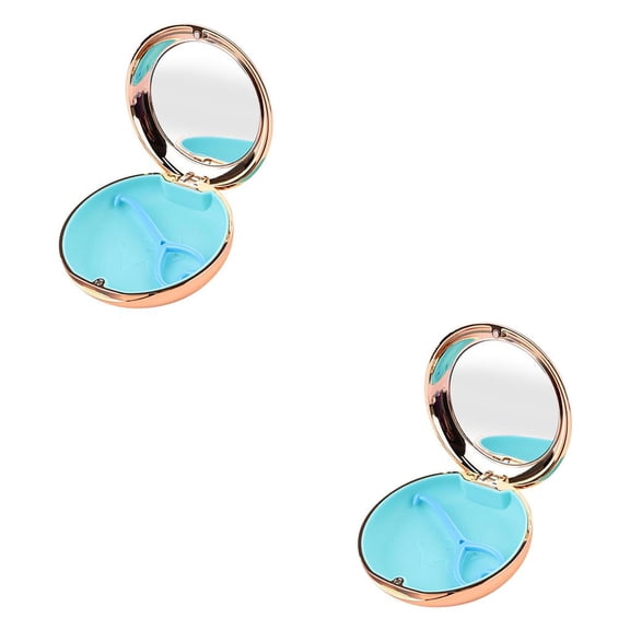 Vogacara Travel Retainer Case with Mirror Mouth with Guard Protection Holes Vent Case 2piezas Dorado champagne