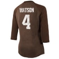 thumbnail image 3 of Women's Majestic Threads Deshaun Watson Brown Cleveland Browns Name & Number Raglan 3/4 Sleeve T-Shirt, 3 of 3