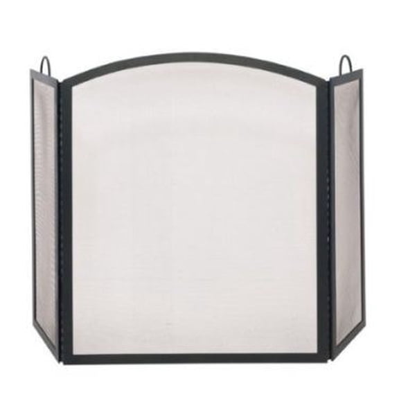 Uniflame Medium 3 Fold Black Wrought Iron Arch Top Fireplace Screen