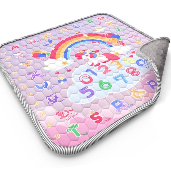 WonderStone Baby Play Mat for the Floor, 50" x 50" Tummy Time Mat, Playpen Mat for Babies, Toddlers, Infants 0-36 Months (Pink）