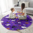 thumbnail image 3 of Halloween Purple Spider Web Pattern Round Blanket,Comfortable Soft Flannel Throw Blanket,All Season,Warm Lightweight Blankets for Sofa Bed Couch Living Room Chair 47"x47", 3 of 5
