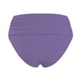 thumbnail image 5 of WERYOUNG Women Summer Tropical Brazilian Vacation Swimwear Solid Color High Waist Pleated Beach Double Layered Bikini Swim Trunks Cozy Purple XL, 5 of 5