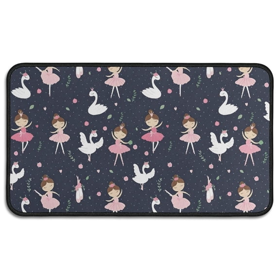 Dark Blue Ballerina Princess Pattern Door Rugs,Washable Non Slip Door Mats Indoor,Decorative Door Mats,Entry Mat Indoor for Entrance,Bedroom,Kitchen,Bathroom,30"x17"