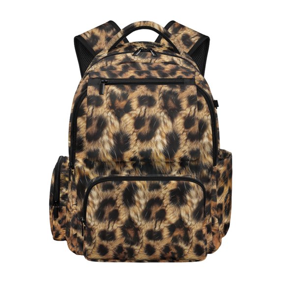 Chririnla Leopard Kids School Backpack with Large Capacity Lightweight Kids Backpacks, Padded Adjustable Straps 17-inch Book Bag for Casual Camping Study