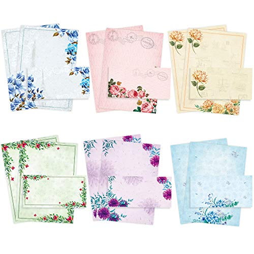 25 sheets & 10 envelopes Floral Trimmed Lined Stationery Writing Paper Set 