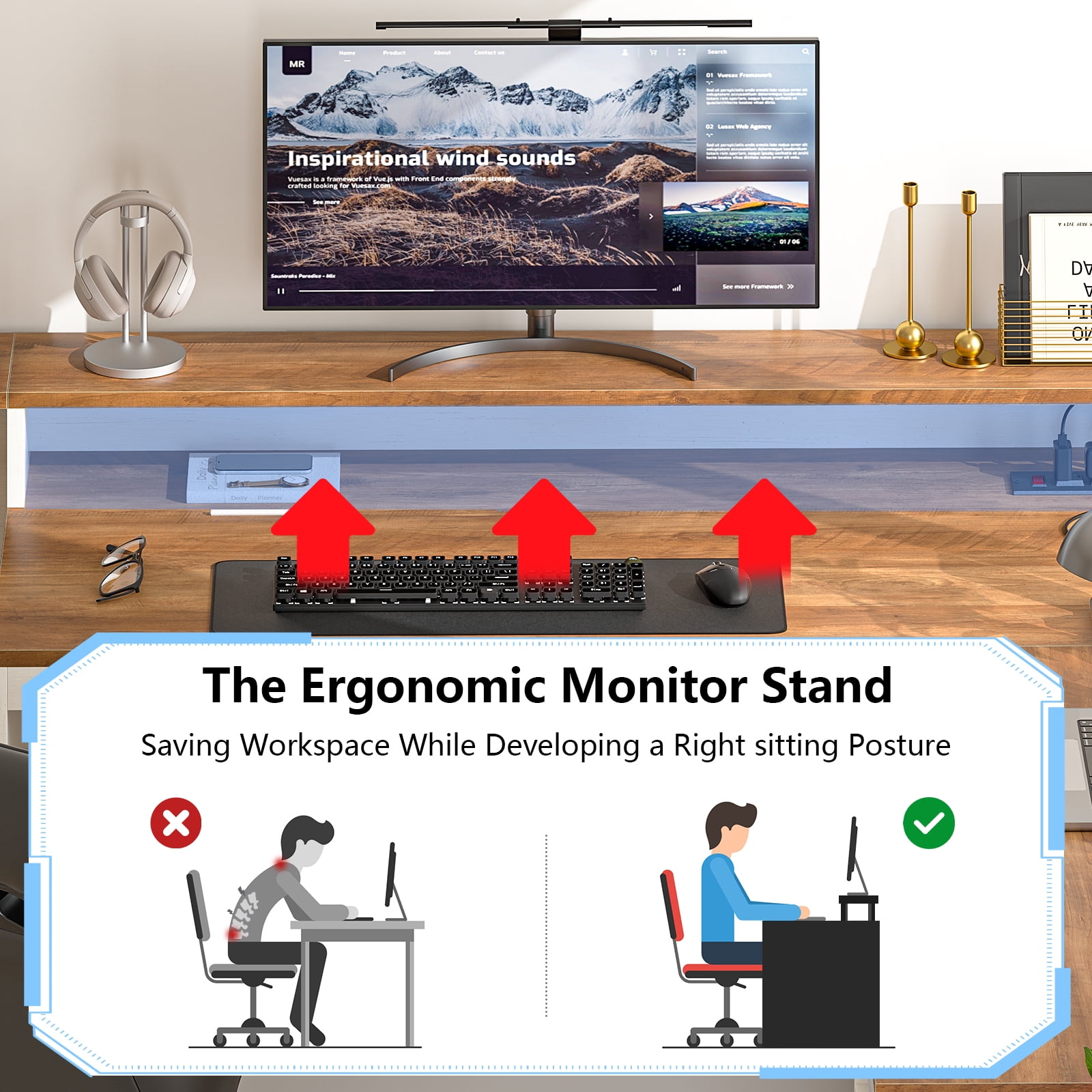 63" Farmhouse L Shaped Executive Desk with Drawers & Storage Shelf, Corner Computer Desk with Power Outlets, L Shaped Office Desk with Monitor Stand, Printer Shelf, Antique White