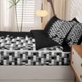thumbnail image 5 of Manfei Geometric Check Zipper Queen Comforter Set with Fitted Sheet and 2 Pillowcases,Modern Pixel Zipper Bedding Set,Black Gray White,Black Reversible,4pcs, 5 of 8