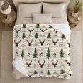 thumbnail image 5 of Autumn Forest Deer Pine Tree, Peaceful Mountain Lake Scene, Warm Flannel Blanket for Cabin and Lodge with Detailed Artwork, Outdoor Lovers Thanksgiving Gift, Rustic Home Decor, 5 of 9