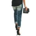 thumbnail image 2 of Women's Ripped Boyfriend Jeans Loose Fit Distressed Stretchy Denim PantsRoyal Blue M, 2 of 5