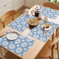 thumbnail image 5 of Blue Daisy Placemats Set of 8 Spring Floral Elegant Pastoral Botanical Place Mats Indoor Wipeable Table Mats Washable Cloth Dining Table Placemats for Kitchen Holiday Party Home Decor 13x19 Inch, 5 of 9