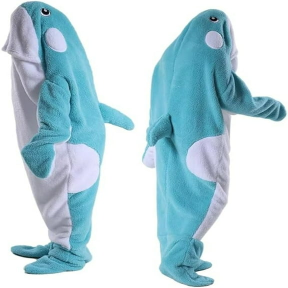 Whale Blanket Hoodies Whale Onesie Wearable Cartoon Blanket Soft Plush Whale Costume Pajamas Animals Sleeping Bag