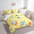 thumbnail image 3 of Castle Fairy Teens Kids Galaxy Rocket Planet Bedding Comforter Set 7 Pieces,Outer Space Full Bedding Set Lightweight,Kawaii Cosmos Astronaut Fitted Sheet Flat Sheet,Ultra Soft Home Decor,Reversible, 3 of 8