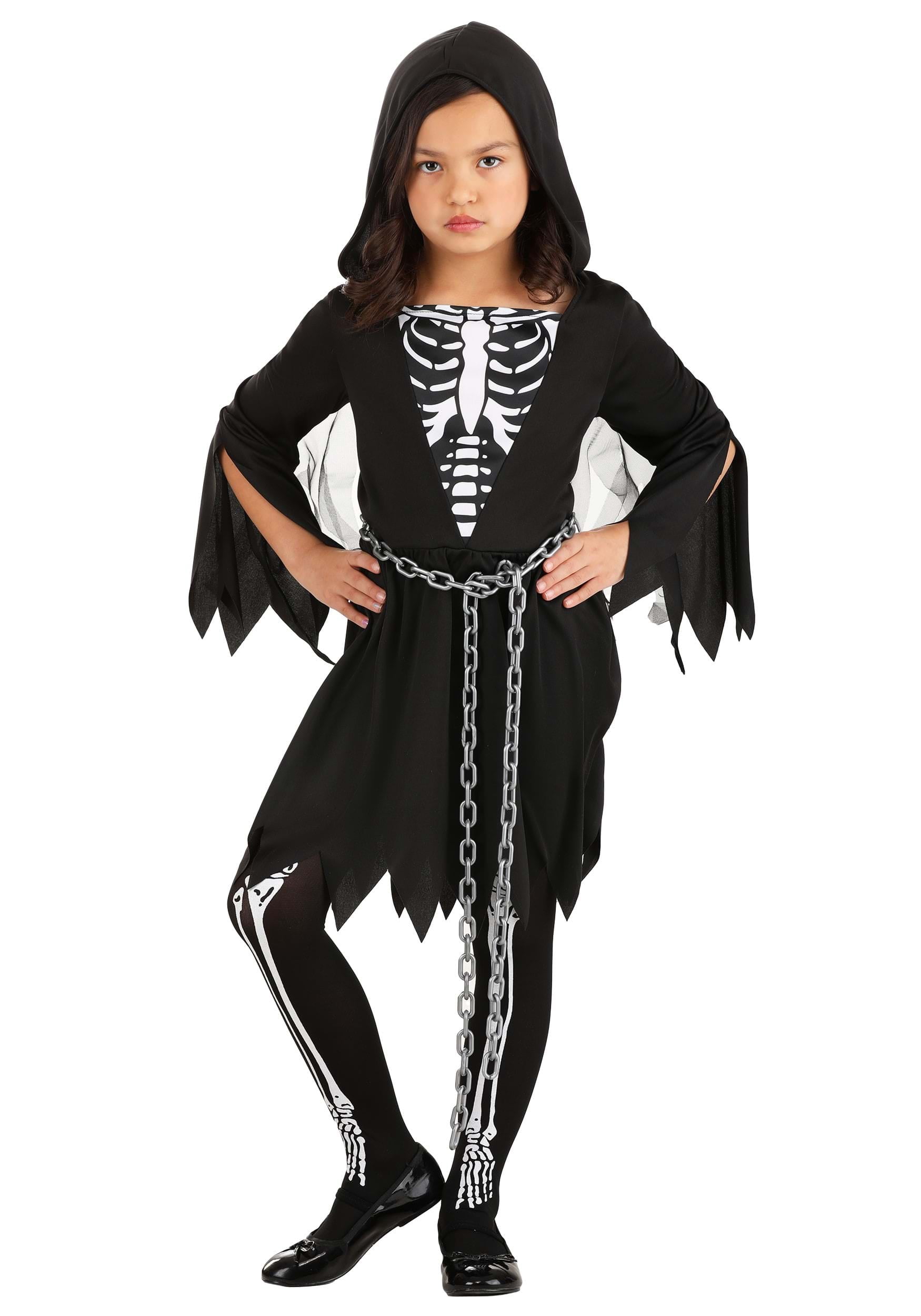Girl’s Dreadful Nun Costume - Scary Halloween Outfit With Dress, Veil, Leggings & Gloves - View #9