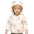 thumbnail image 2 of Wangmeiwg Girls Down Coat Winter Warm Jacket With Adorable Animal Print Insulated Soft Lightweight Hooded Outerwear For Toddlers And Kids 18-24 Months Beige, 2 of 9