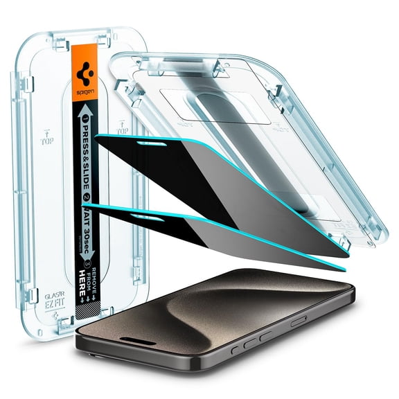 Protector de pantalla Spigen Glastr EZ FIT Privacy para iPhone 15 Pro Max