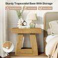 thumbnail image 3 of Tribesigns Modern Side Table with Trapezoid Base, 2-Tier Wooden End Table , Small Nightstand for Living Room, Natural Wood Color, 3 of 5