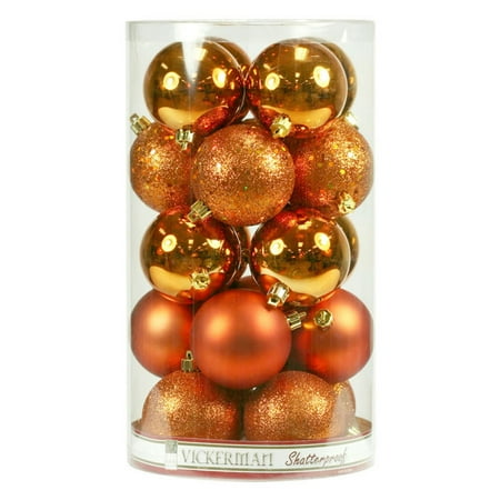 Vickerman 2.4 in. Burnish Orange 4 Finish Ornament Assorted - Set of 24