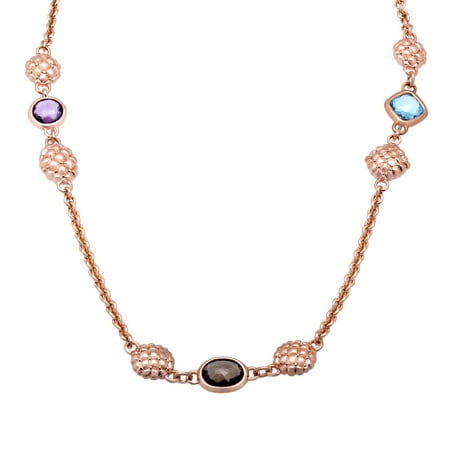 6 1/5 ct Multi-Stone Station Necklace in 18kt Rose Gold-Plated Bronze