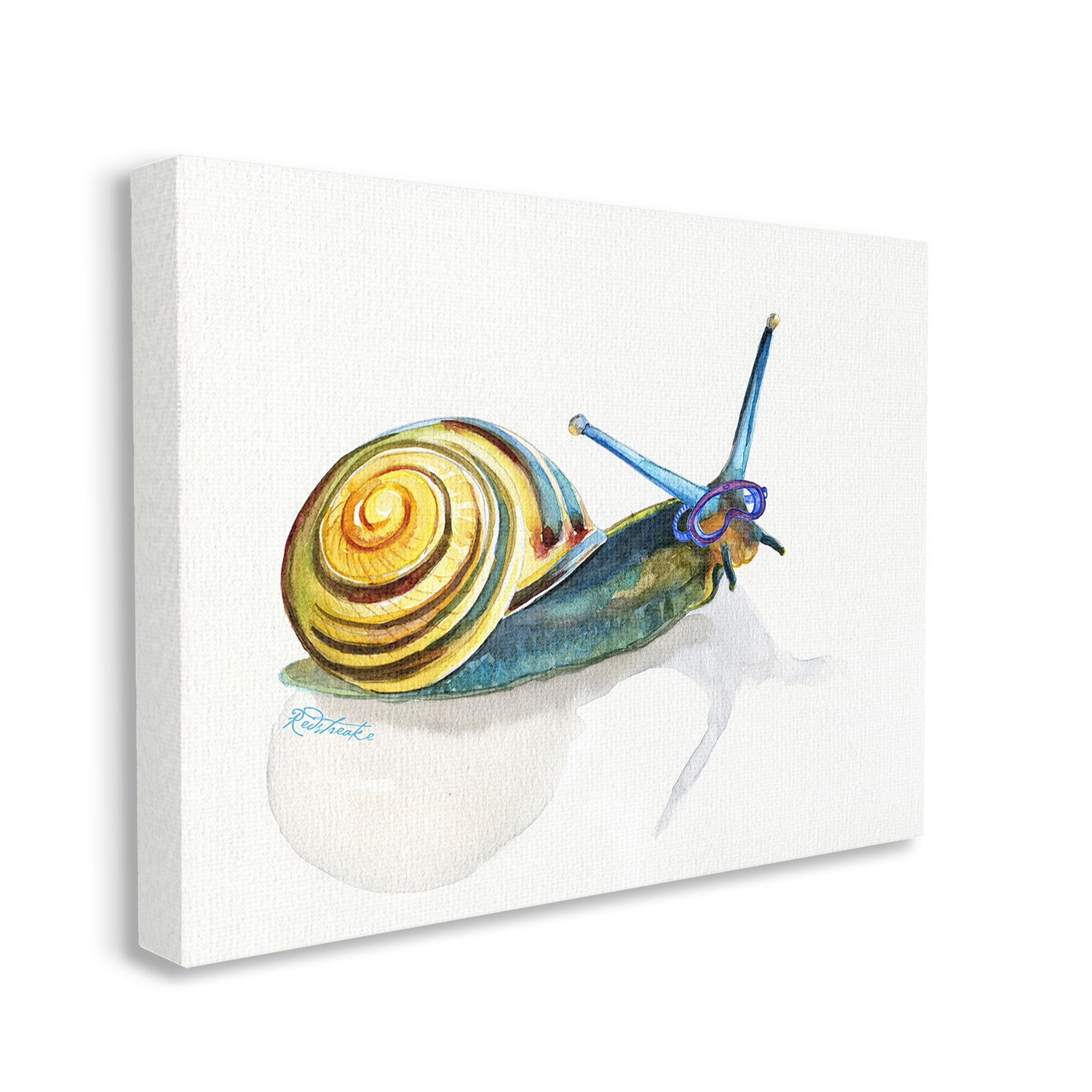 Stupell Industries Snail Wearing Snorkel Mask Animals & Insects Painting Gallery Wrapped Canvas Art Print Wall Art, 40 x 30