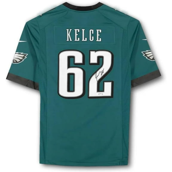 Jason Kelce Philadelphia Eagles Autographed Officially Licensed Green Football Jersey - PSA Authenticated