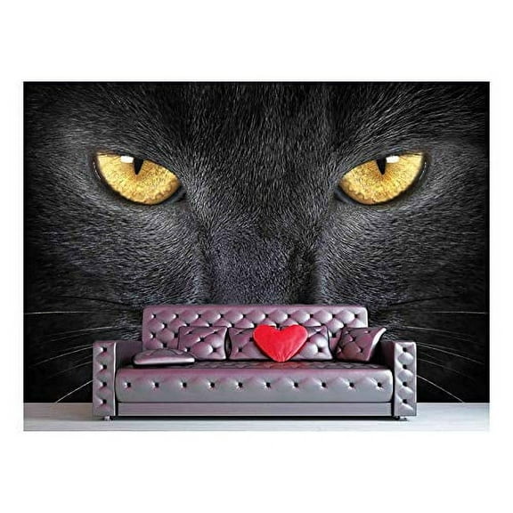 wall26 - Grey Cat - Removable Wall Mural | Self-Adhesive Large Wallpaper - 66x96 inches