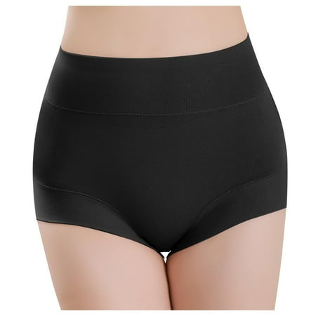 YHGFVOKJ Womens Underwear Breathable High Waisted Seamless Plus Size Solid Brief Solid Color Belly Lift Thongs Panties Ladies Panties Black M