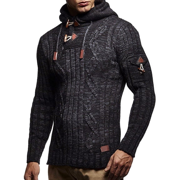 Odeerbi Turtleneck Sweater for Men Slim Pullover Sweater Splicing Long Slim High Collar Pullover Sweater Knitted Jumper Tops Sweater Black