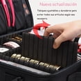 thumbnail image 4 of Bolsa de Maquillajede Viaje Estuche Organizador - Bolsa de Cosméticos Impermeable Portátil con Hombro Ajustable y Divisor Ajustable para Pinceles y Herramientas de Belleza (3 Layer, 34x23x12cm,Negro), 4 of 7