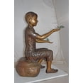 thumbnail image 5 of Nifao Girl Sitting on A Rock Holding Butterflies Bronze Statue – Home Office Decor Sculpture, 26"L x 17"W x 34"H, 5 of 11