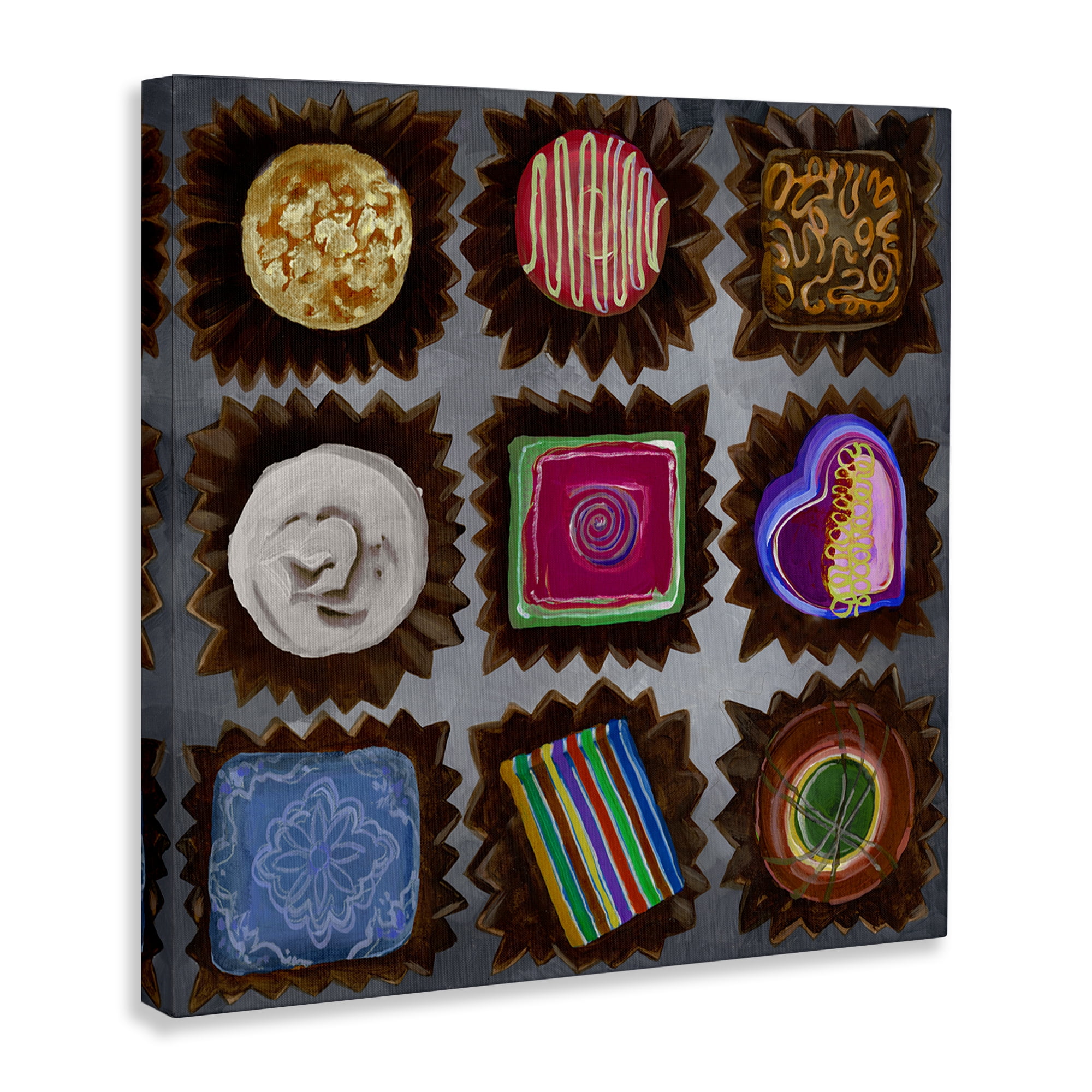 Stupell Industries Mixed Chocolate Pieces Food & Beverage Painting Wrapped Canvas Art Print Wall Art, 30 x 30