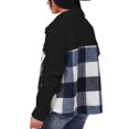 thumbnail image 4 of Chaqueta Estampada A Cuadros Manga Larga Bolsillo Mezclilla Cuello Vuelto Hombro Caído Abrigo Estampado A Cuadros Negro L, 4 of 6