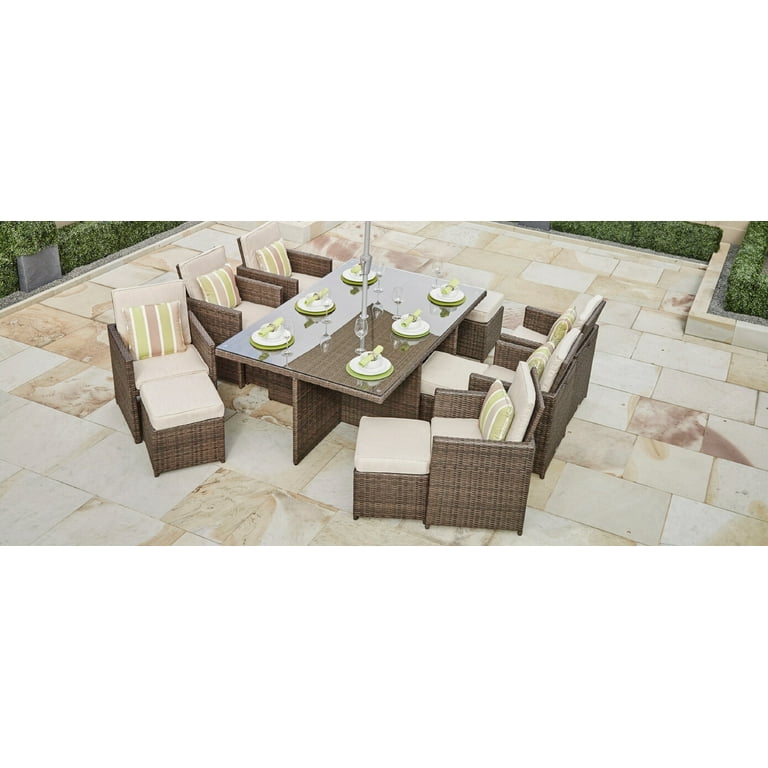 Amher 11 piece dining set with cushion hotsell
