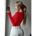 thumbnail image 3 of MOYIKO Scoop Neck Long Sleeve Shirts for Women Round Neck Fitted T Shirts Womens Tops Tee, 3 of 7
