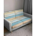 thumbnail image 3 of Vintage Blue Brown Sofa Couch Cushion Covers Washable, Removable Stretchable Sectional Couch Covers,Farmhouse Country Shabby Wood Grain Slipcovers for L & T Shape Sofa Furniture Protector S Size 1 pc, 3 of 7