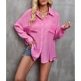 thumbnail image 3 of Pleated Detail Textured Shirt, Pink, Medium, 3 of 3