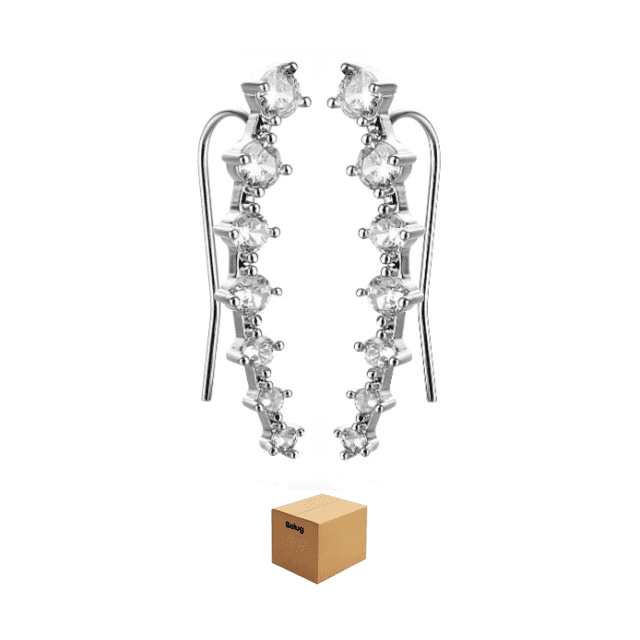 Aretes Mujer Trepador De 7 Zirconia Belug Plateado