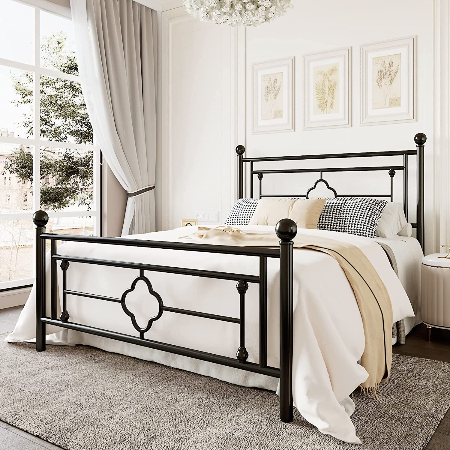 Buy Allewie Queen Size Metal Platform Bed Frame with Victorian Vintage