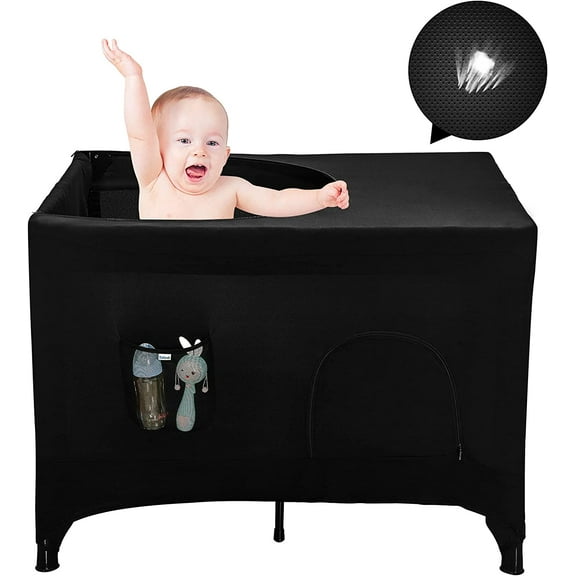 Pack N Play Blackout Cover Baby Travel Crib Canopy Block 95% Light Slumber Tent Sleep Pod