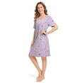 thumbnail image 3 of CONOMAX 1 Pack Women's Nightgown Short Sleeve Sleepshirts V Neck Print Nightshirt for Women's Plus Sleepwear, 3 of 6