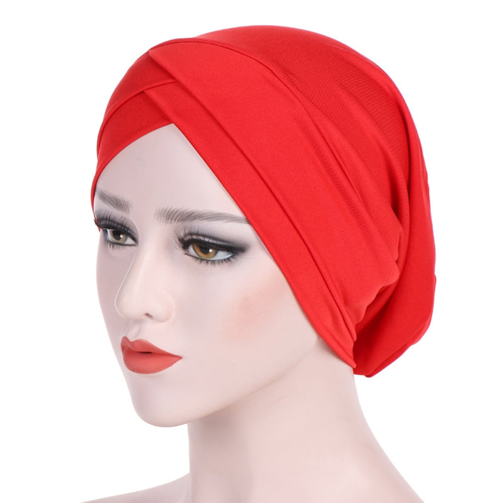 Afco Head Mold Dress up,Fashion Rainbow Color Leopard for Women Muslim Hijab Turban Head Wrap Hat Beanie Cap for Girl 1#