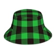 thumbnail image 3 of Daiia Buffalo Plaid Green Black Pattern Bucket Hat - Trendy Cotton Sun Hat for Beach, Golf, Fishing - Fun Outdoor Vacation Boonie for Men and Women, 3 of 9